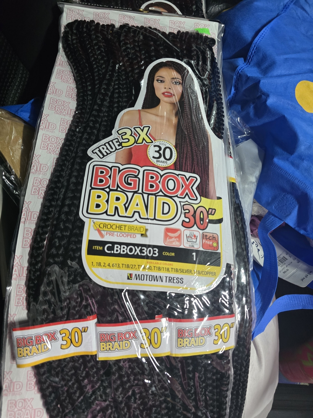 3 FULL PACKS Big Box Braid 30" Crochet Braids - Black COLOR 1